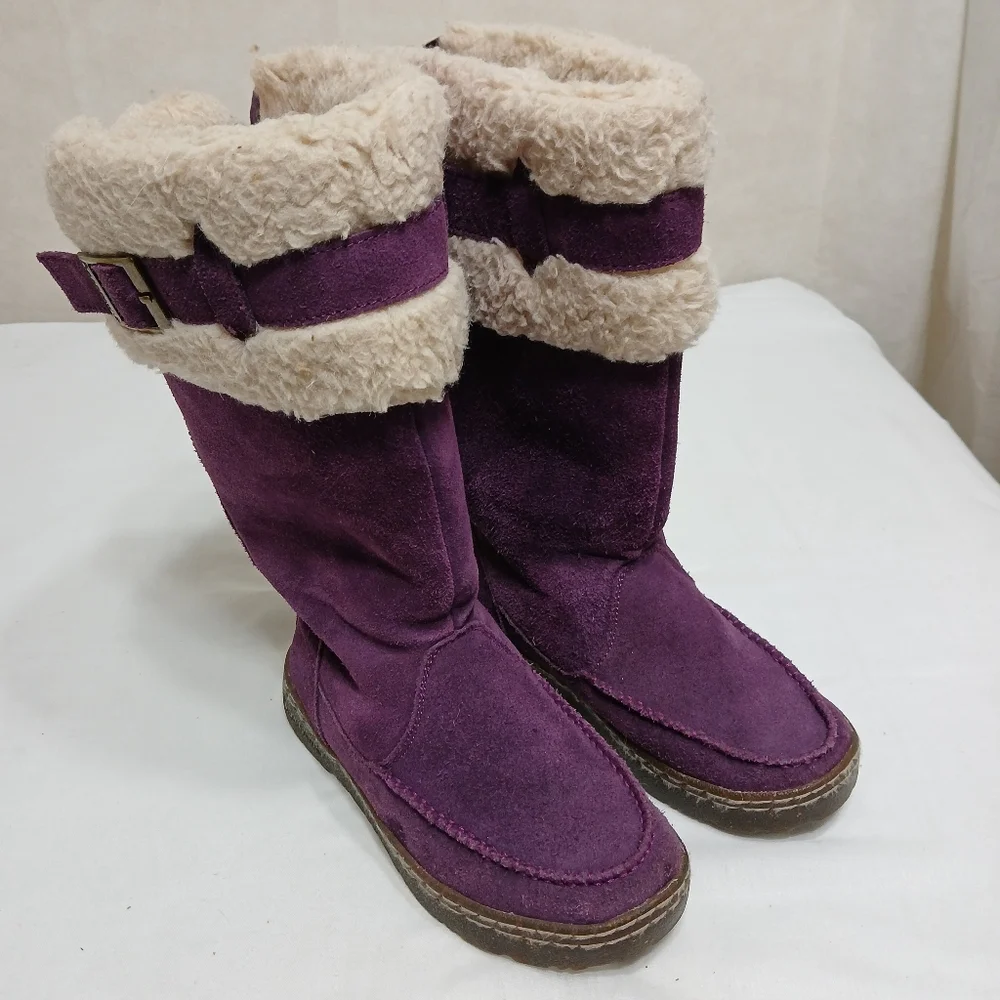 Bearpaw Purple Suede Wool Lined Cold Weather Boots Women's Size 6